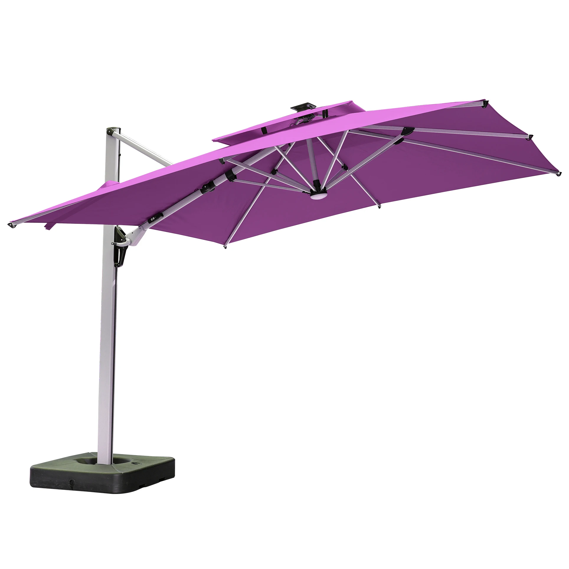 Wholesale Heavy Duty Full Aluminum LED Patio Umbrella Waterproof Sun Parasol For Hotel Restaurant Garden Beach Furniture