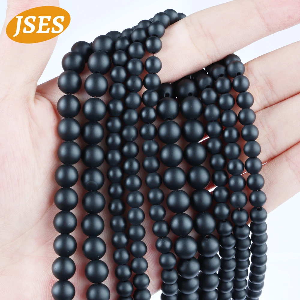 AA Natural Matte Black Agate 4-10mm Strand Beads for Jewelry Making Bracelets Necklace Wholesale DIY Beads Accessories