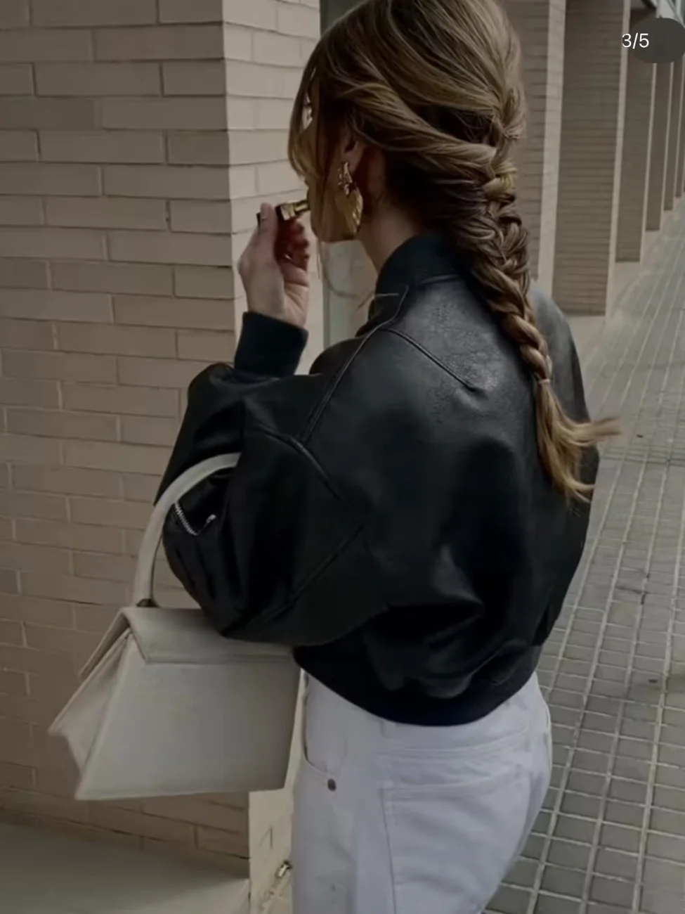 

Spicy Girl Cool Retro Cotton Lined Leather Jaet Stand Collar ort Pilot Motorcycle Design Sensation Open Cardigan Ou...