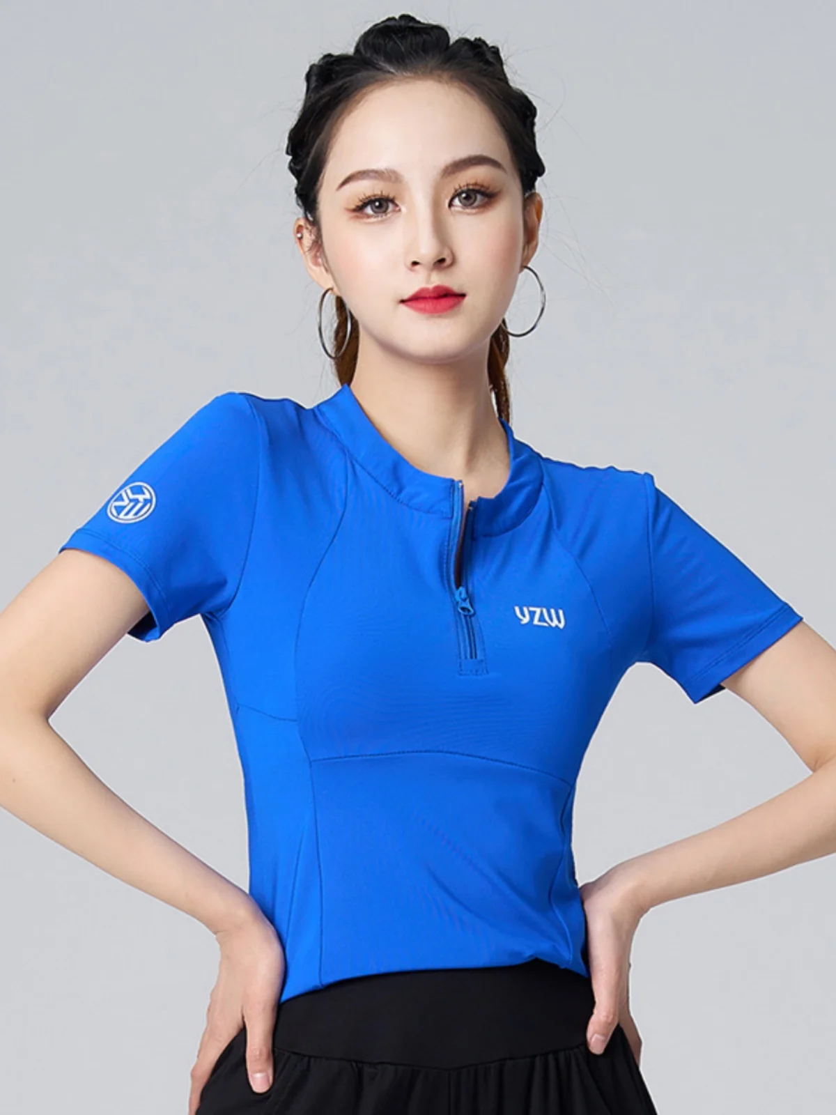 Qui Dry f Zip ort Sve Fitn Yoga-Kleidung für Damen, schlankmachend, Laufen, Square Dance, Sportbekleidung, Milchseide, reine Farbe