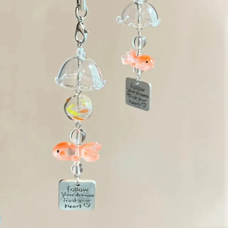 

Goldfish Wind Chimes Dream Beaded Charm Boho Wind Chime Phone Strap CCD Bag car mirror Pendant Decor Hanging Decorations