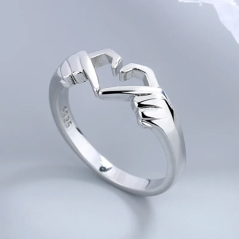 Romantic Hands Than Heart Ring Geometric Palm Love Gesture Couple Fashion Minimalist Rings Wedding Rings Custom Jewelry