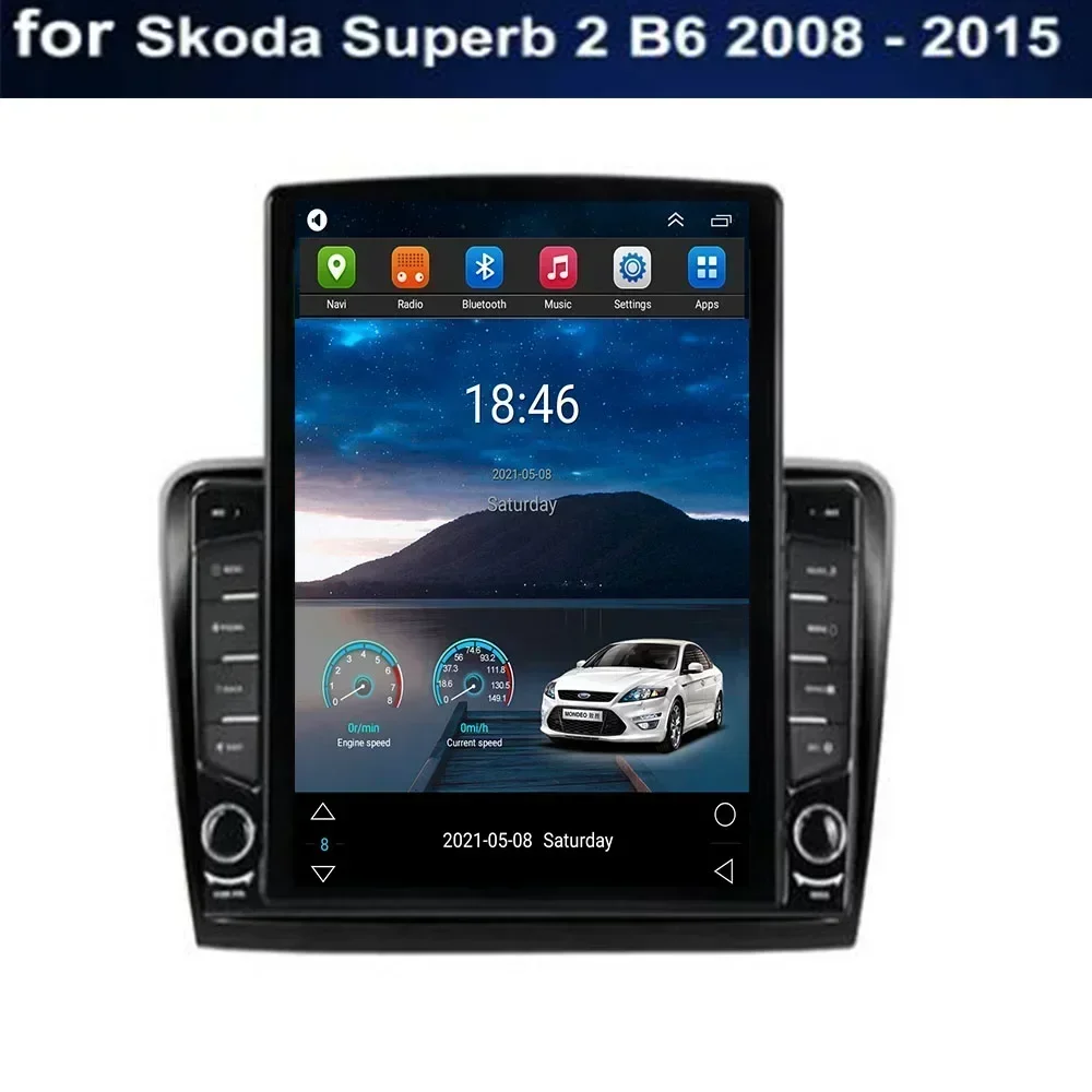 カーラジオおよびビデオメディアプレーヤー,テスラタイプ,9.7インチ,Android 13,skoda supervel 2,b6,2008, 2009, 2010, 2011, 2012,2015-