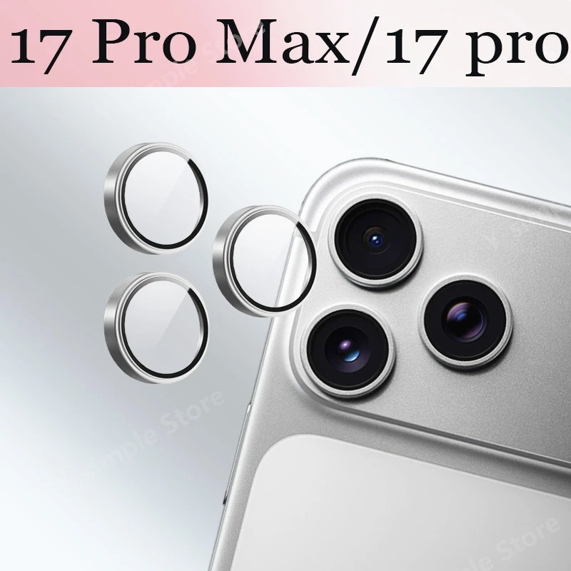 Protetor de Lente de Câmera de Metal 3D Snap-On Anti-Risco para Apple iPhone 17 Pro Max - Película de Vidro para Lente de Câmera 17 Pro