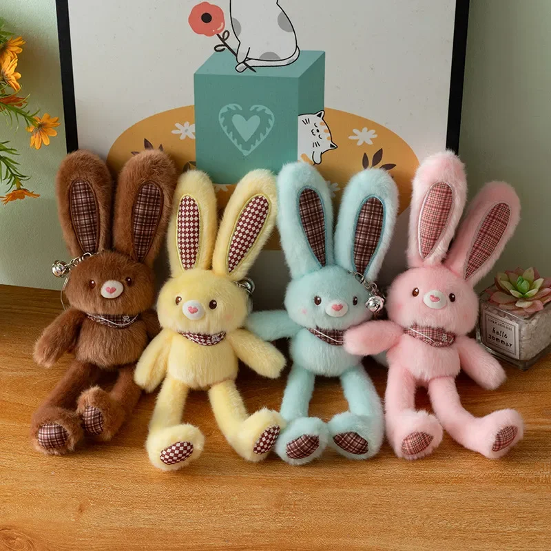 Elegante ziehende lange Ohren Kaninchen Plüschtiere gemütliche flauschige Cartoon lange Beine Hase Puppe schöne Schlüsselanhänger Dekor Mädchen Geburtstagsgeschenk