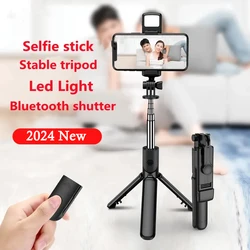 R1 Wireless Bluetooth Selfie Stick Foldable Portable Tripod with Fill Light Shutter Remote Control for Android iPhone Smartphone