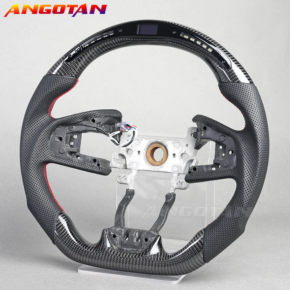 Steering wheel Perforated Leather Steering Wheel Carbon Fiber For 2016-2021 Honda Civic Gen 10th LED Steering Wheel - Image 3