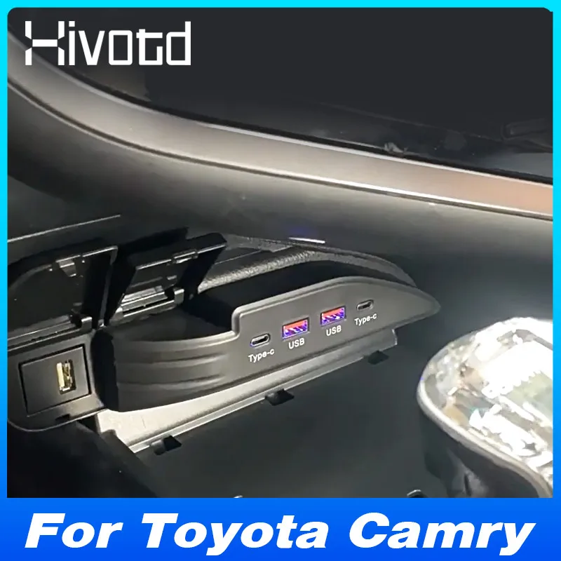 

Car Center Console Cell Phone Fast Charging Hub Splitter USB Type-C PD Port Interior Accessories For Toyota Camry 2018-2023