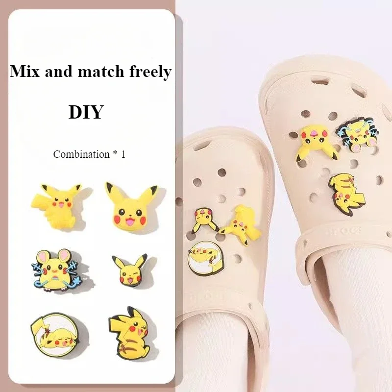 Pokémon Anime Peripherals Pikachu Gengar Psyduck Mewtwo Cartoon Originality Modelling KawaiiDIY Slipper Snap Button Accessories