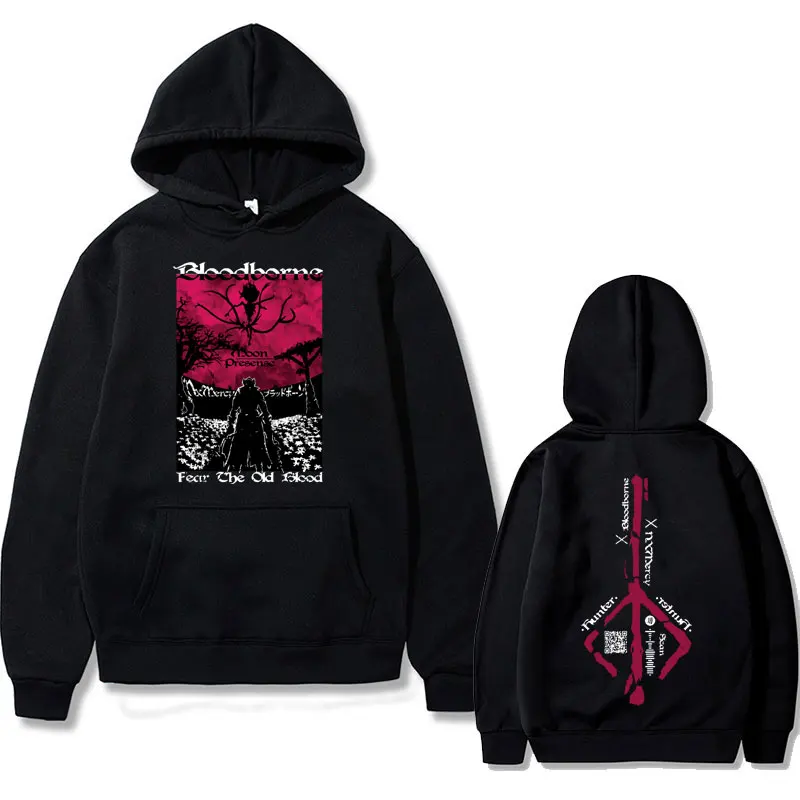 Game Bloodborne Graphic Hoodie Horror Hunter Harajuku Sweatshirt Unisex Casual Oversized Streetwear Men Manga Printed Hoodies