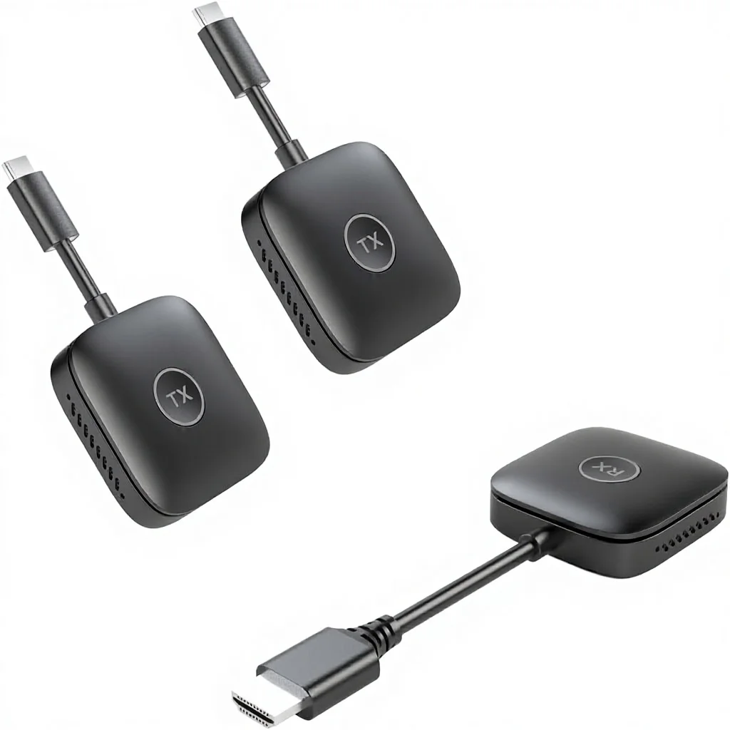 MINI Wireless HD-HD Dual Transmitter 1 Receiver USB-C Adapter Multi-Screen Extension 1080P 60Hz 164FT 50m 2.4GHz 5GHz WiFi