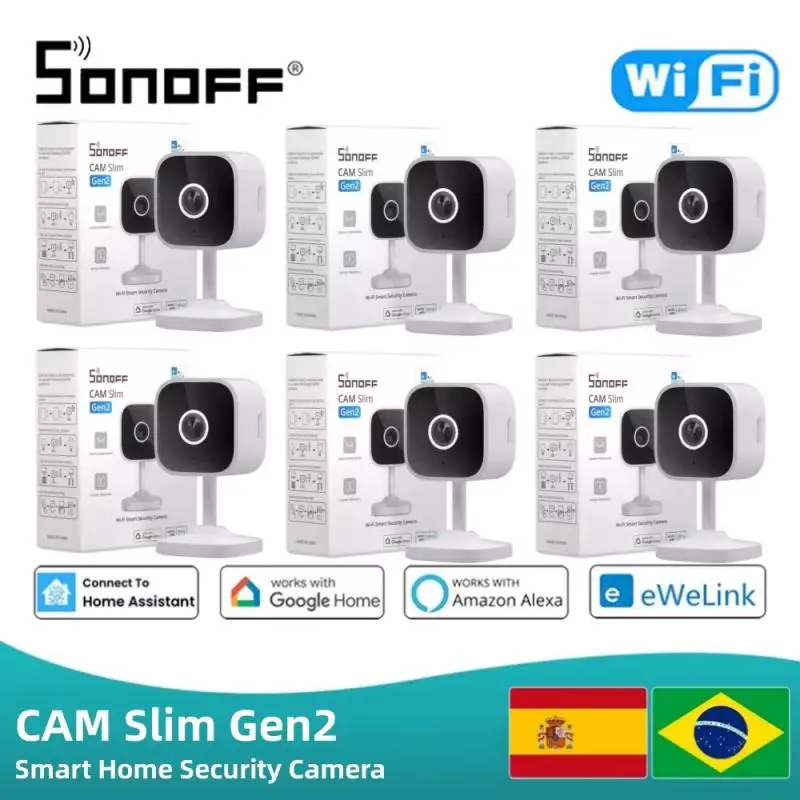 كاميرا SONOFF CAM Slim Gen2 WiFi الذكية لأمن المنزل 1080P HD كشف الحركة اتجاهين الصوت للرؤية الليلية دعم Alexa Google