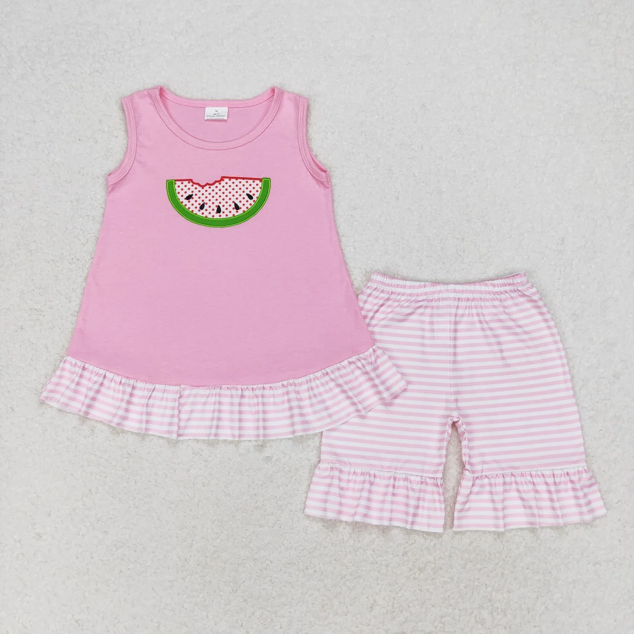 Wholesale Children Embroidery Two Pieces Outfit Toddler Kid Shorts Strawberry Watermelon Popsicles Baby Girl Summer Sets Clothes