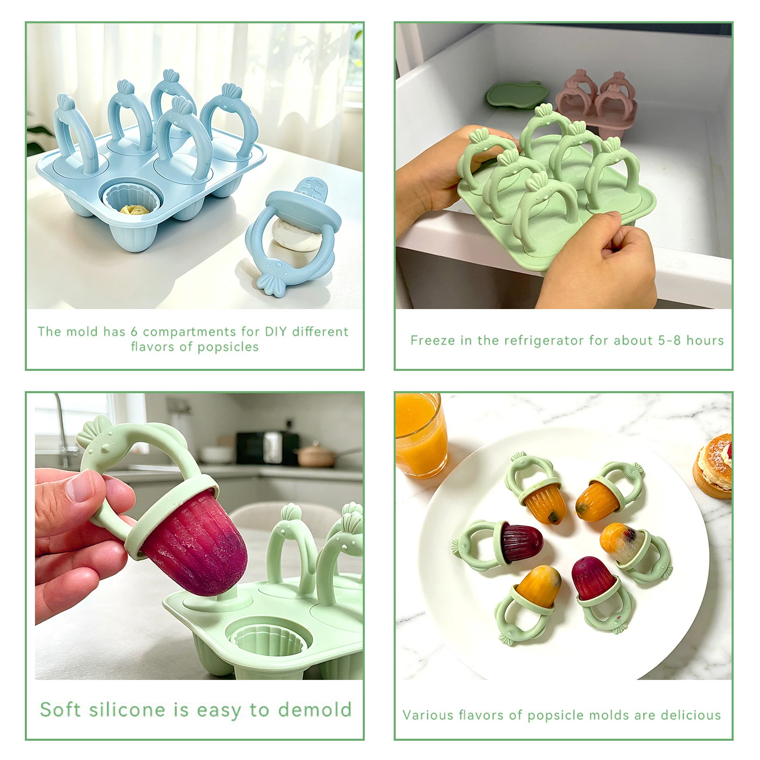 6-delige siliconen ijslollyvor - Baby Products Cream recensie en prijs