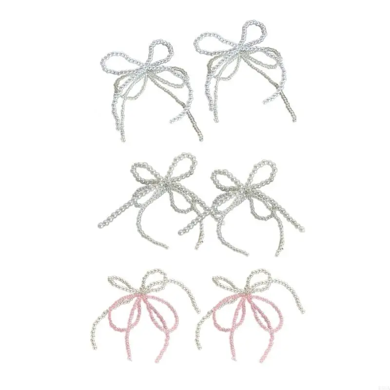 E56A Elegant Pearl Bowknot Shoe Buckle Ornament for Jewelry Making Keychain Earrings Shoe Clip DIYs Crafts Bag Accessory