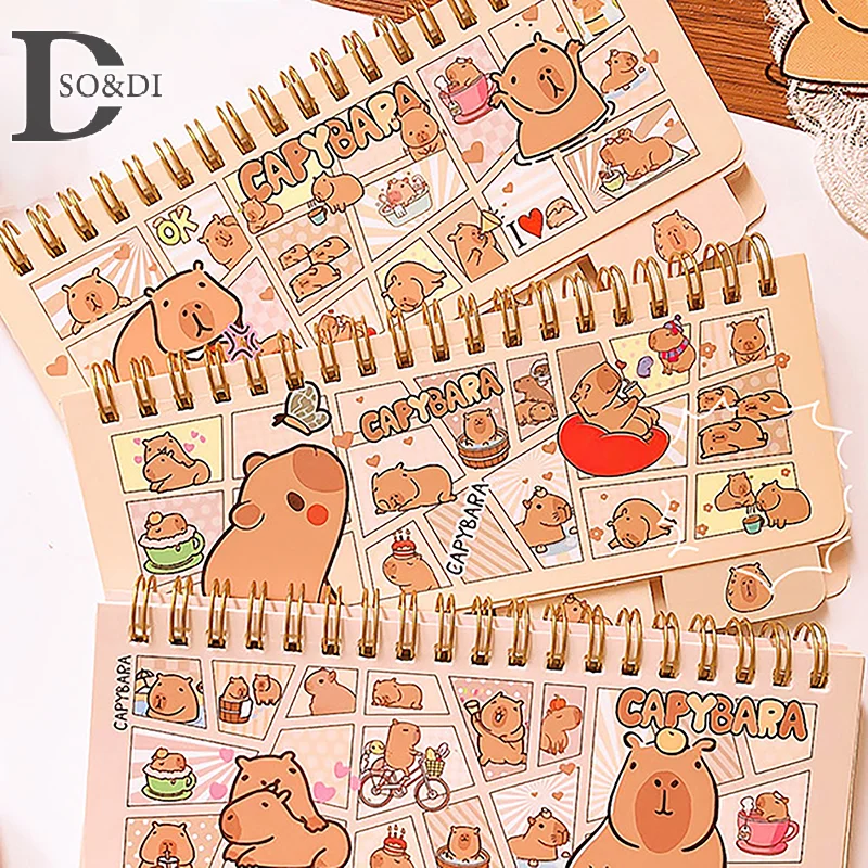 Kawaii Staacquersing Office Accessrespiration, School Supplies, Mini Notebook, Portable, Small Notepad, 03 Notes, Capybara Diary