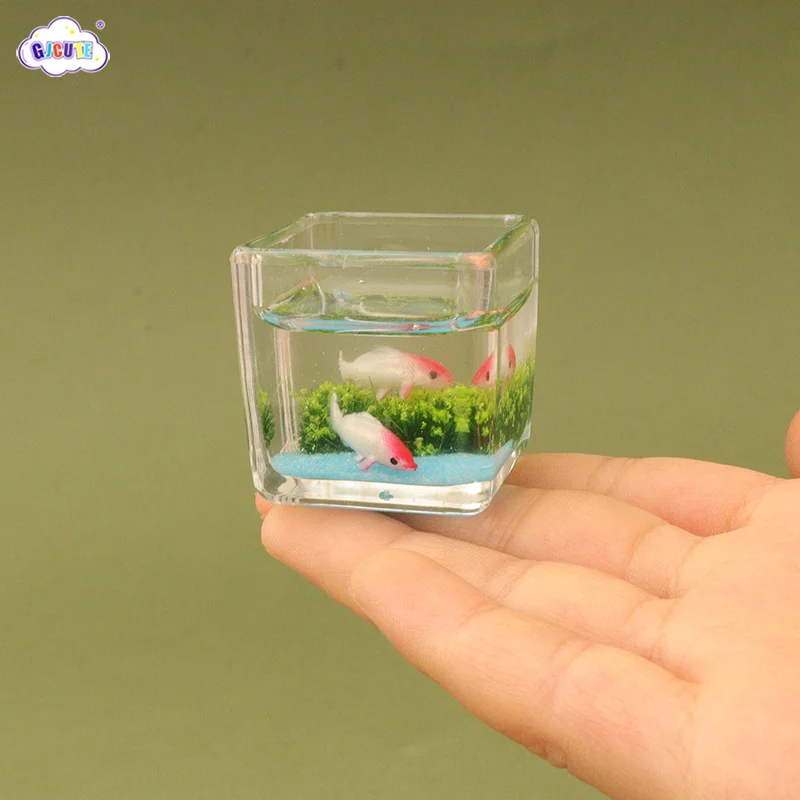 

1pcs 1:12 Dollhouse Simulation Fish Tank Miniature Aquarium Ornament Micro Landscape Decoration Dolls House Scene Decor