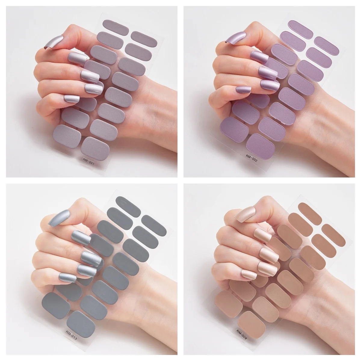 Baking Free Nail Stickers Wholesale Metallic feeling Solid Color Nail Stickers Simple Waterproof Nail Stickers Full Color