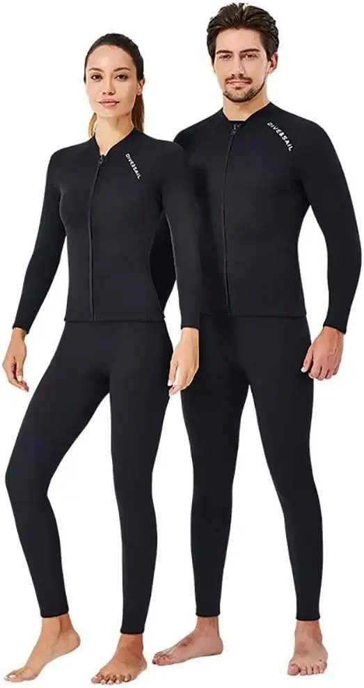 Men Women Wetsuit Jacket 2mm Neoprene  Tops Long Sleeve Black Grey For Kayak,Skin Dive, Surfing Suit,  Diving Gear