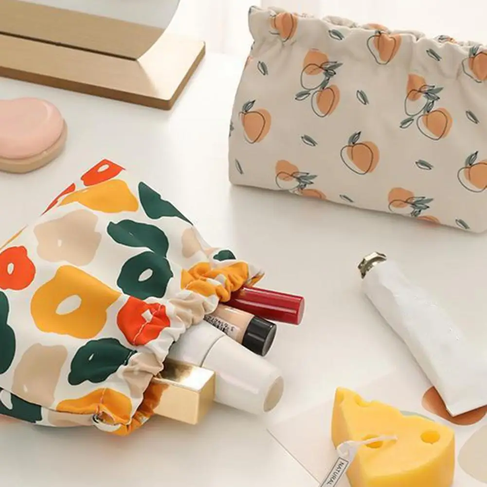 Storage Bag Automatic Closing Cute Peach Printing Portable Women Change Purse Ins Cosmetics Coin Wire Holder Jewelry Pouch Bag