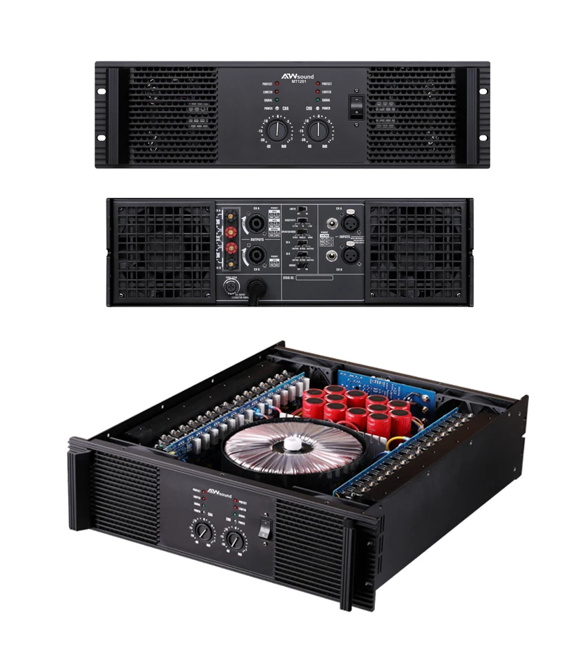 New Design 3U 2 Channel Big Power Amplifier MT1601 1300w Copper Transformer Power Amplifier For KTV Outdoor Event