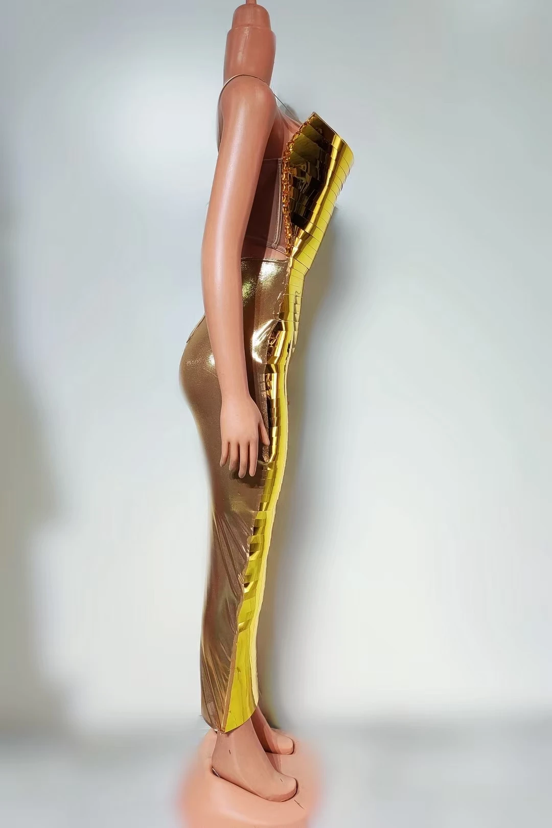 

Women Sexy Strapless Evening Gown Nightclub Cocktail Party High-End Tight-Fitting Mirror Shine Dress Birthday Shoot Wear Dianti