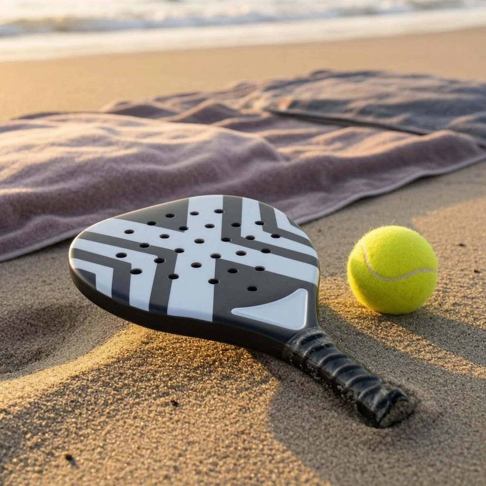 

Teardrop Padel Racket Perforated Padel Racket Sports Gear Molded Solid-Face