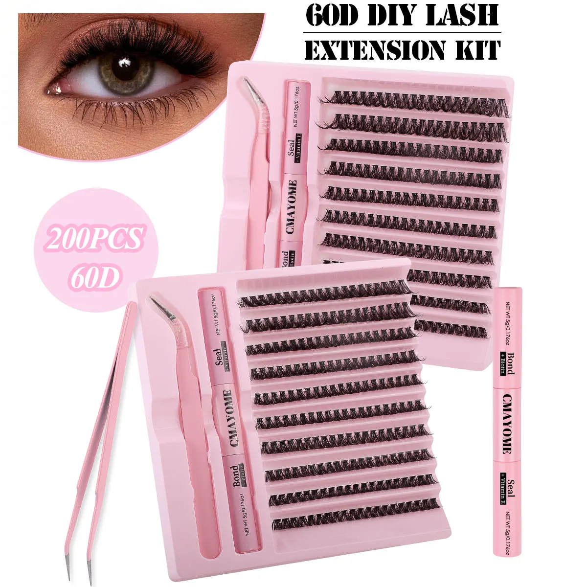 

New 60D Individual Lashes Kit Natural Long DIY Cluster Eyelashes with Lash Bond and Seal Extension Kit Makeup Tools Faux Cils