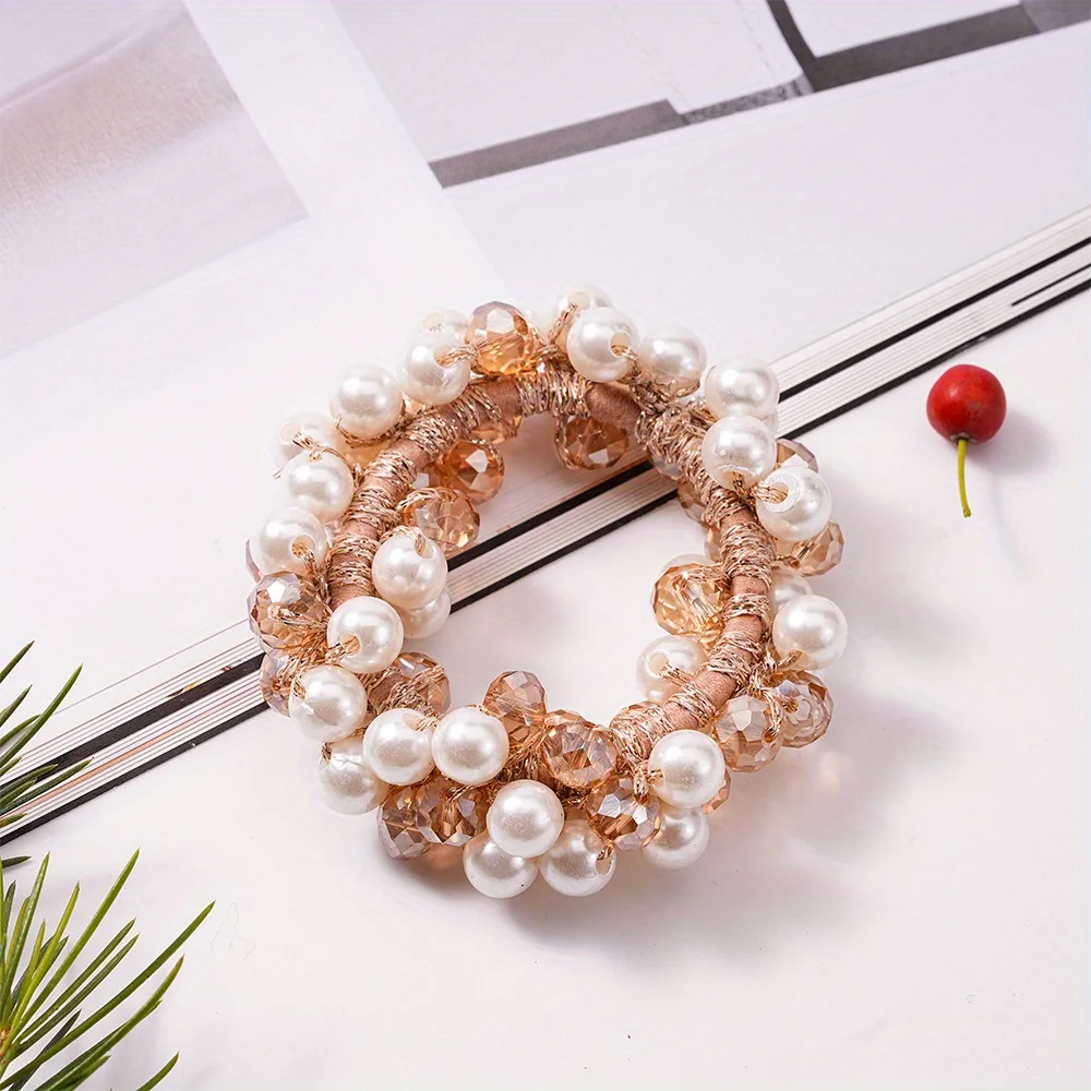 

Bohemian Pearl Braided Scrunchies for Women Multi-Functional Hair Ties Sweet Design Daily Casual Ponytail Accessories