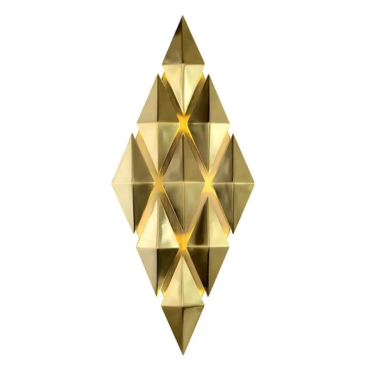 

Modern Luxury Golden Plated Matte Bronze Wall Lamp with G9 LED Warm Light Background Rhombus Bedroom Living Room