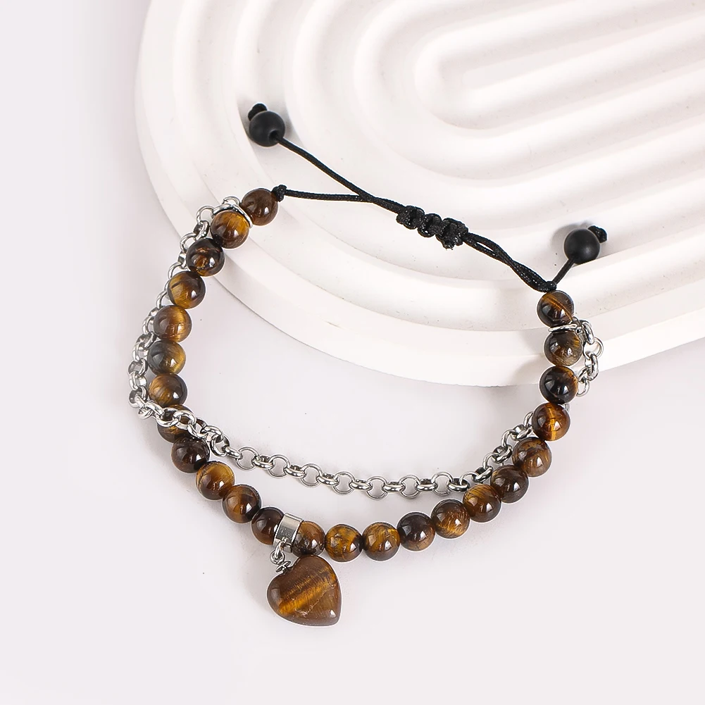 

Agate Tiger Eye Stone Bracelet Adjustable Natural Gemstone Craft Ornament Decorative Energy Crystal Gift for Home or Collector
