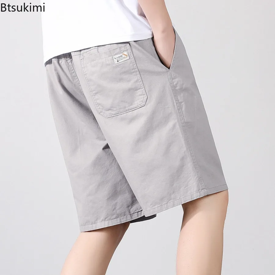 

2025 Men's Summer Pure Cotton Cargo Pants Loose and Breathable Shorts for Men Casual Solid Color Beach Knee Length Pants Male