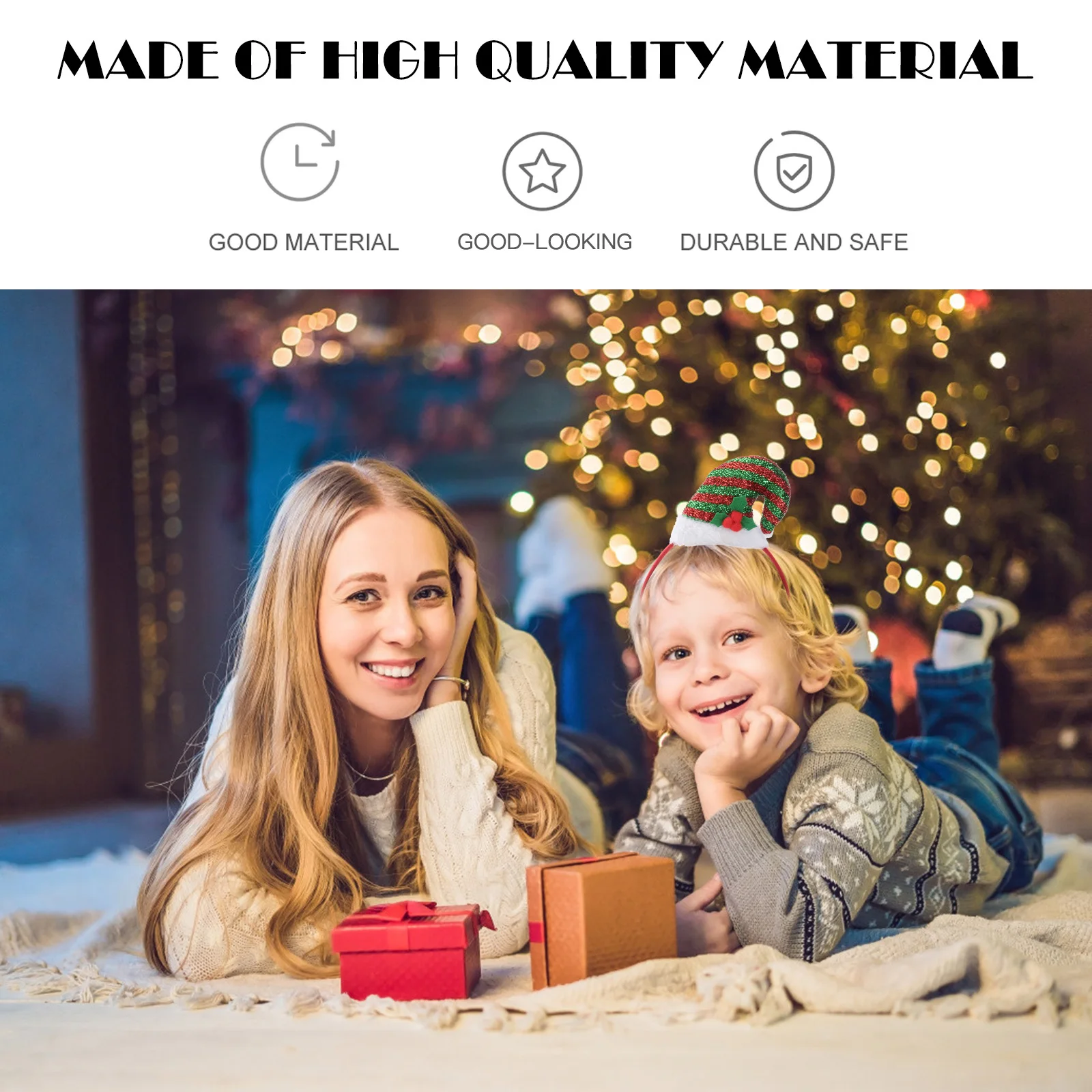 

2Pcs Christmas Hat Hair Hoop Cute Sequin Headband Party Christmas Headwear Photography Props Hat Headband