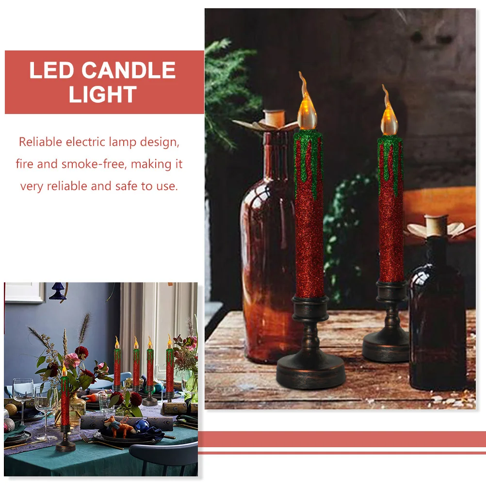 

2Pcs Xmas Themed LED Light Powered Desktop Flameless Decorative Lamp Household Christmas Light