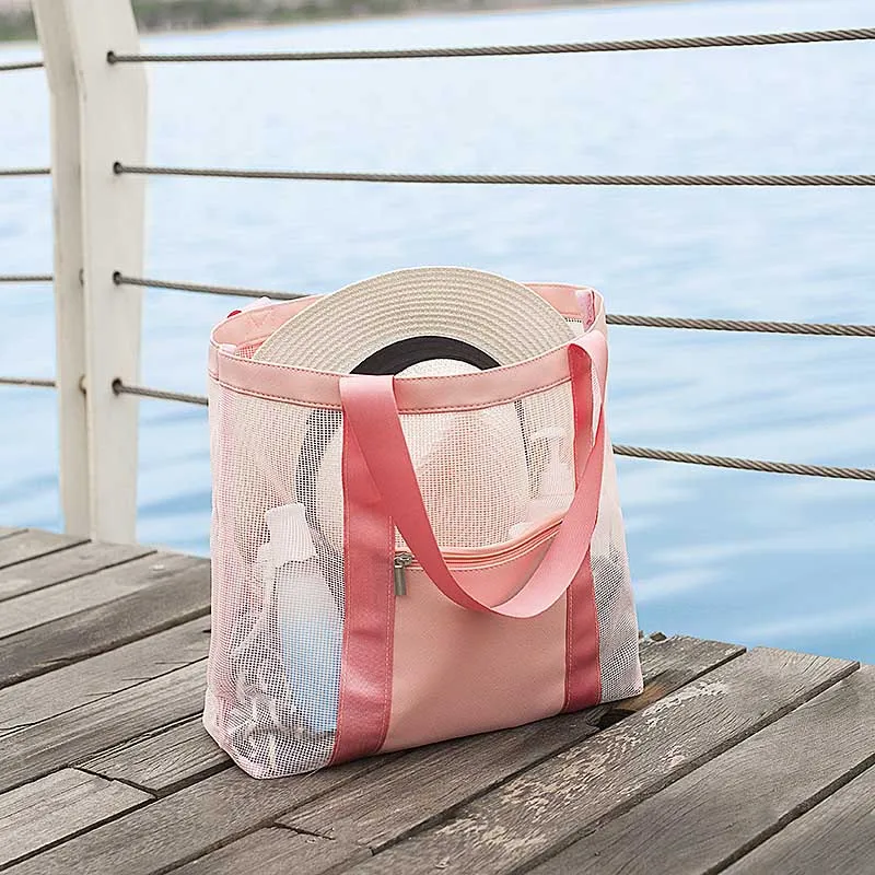 New Toiletries Mesh Bag Travel Cosmetic Beach Bag Bathroom Beauty Accessories Wash Bag Lady Beach Swim Bag Shopping Bag Big Size