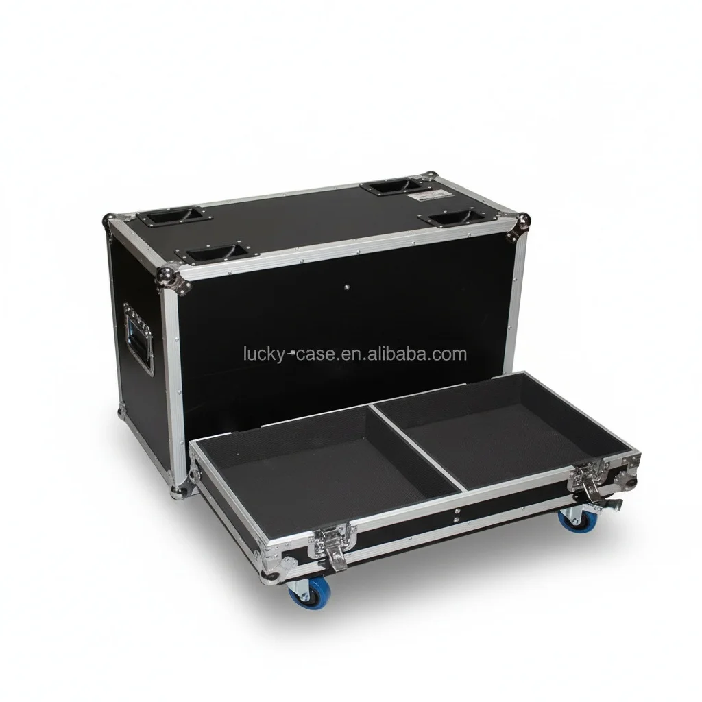 

ATA Flight Case, Aluminum Plywood Speaker Road Case for Two QSC-KW153 Speakers, Protective Dual Speaker EVA Foam Hard Case