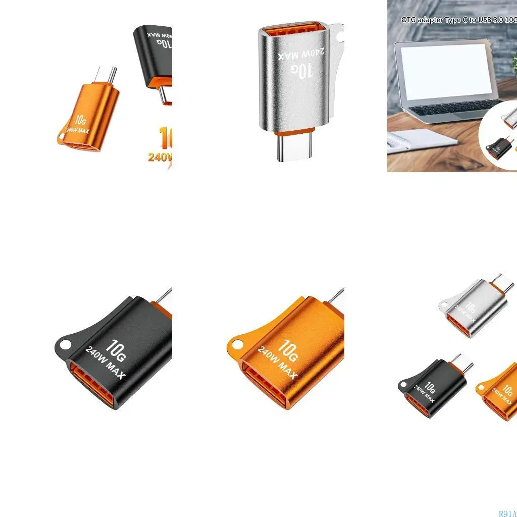 R91A USB C Male ถึง USB อะแดปเตอร์หญิง, อะแดปเตอร์ฟังก์ชั่นการถ่ายโอนไฟล์ 10Gbps ไฟล์ OTG สำหรับกล้องและ gamepads