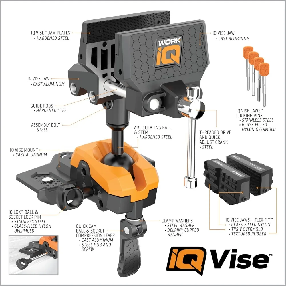 360° Articulating Bench Vise Made From Steel & Cast Aluminum w/ 8-Position Locking Ball & Socket