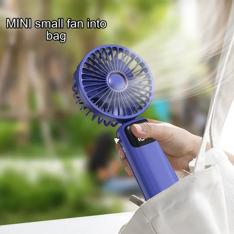 Usb Handheld Mini Fan Opvouwbare Draagbare Nek Opknoping Fans Led Digitaal Display 90 ° Verstelbare Desktop Opladen Ventilator 5 Speed Usb Fan