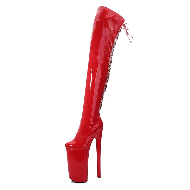 LAIJIANJINXIA nuovo 26CM/11 pollici PU superiore Sexy esotico tacco alto piattaforma partito stivali da donna scarpe da Pole Dance