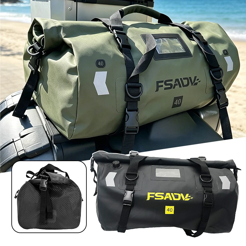 Motorbike Luggage Backpack Carbon Black Motorcycle Waterproof TailBag 40L/66L Motorcycle Seat Bag Travel Outdoor Luggage Bag