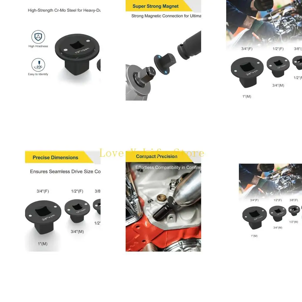 

L74C Набор тонких ударных адаптеров из 8 шт. Магнитные переходники для торцевых ключей для электроинструмента