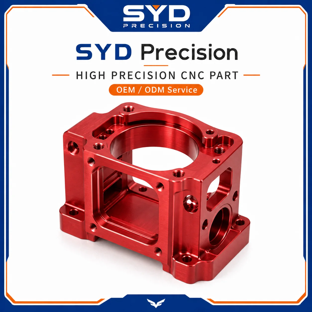 Red Anodized Aluminum CNC Housing Custom 5 Axis Precision Machined Enclosure OEM Metal Parts Service