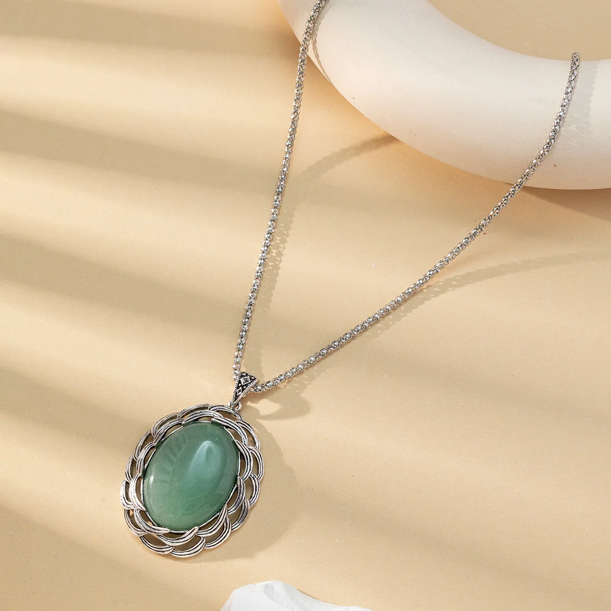 Natural Semiprecious Stone Green Aventurine Pendant Necklace Sweet and Romantic Valentine's Day Anniversary Gift for Women