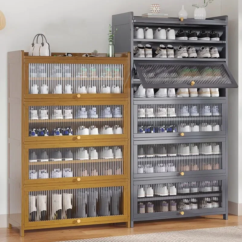 Multi-Tier Shoe Rack With Shelves Dustproof Space-Saving Entryway Organizer Compact Apartment Home Storage Cabinet