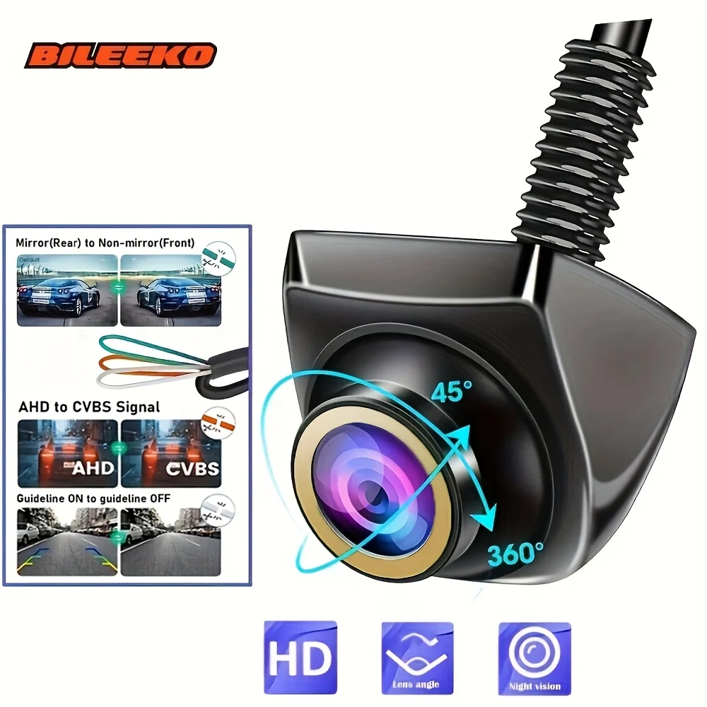 سيارة الرؤية الخلفية كاميرا احتياطية عكس كاميرا لموقف السيارات للرؤية الأمامية/الجانبية/الخلفية عدسة عين السمكة مع التحكم في توجيه مرآة AHD/CVBS #1