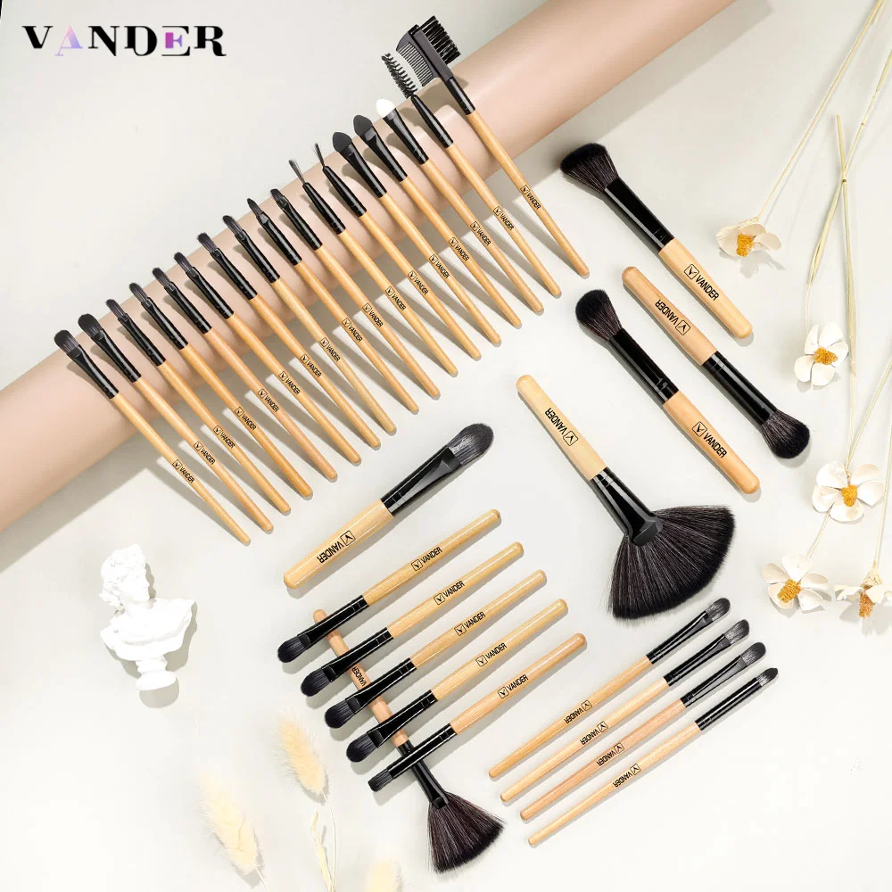 VANDER 32Pcs Makeup Brushes Premium Make Up Brush Set Synthetic Kabuki Cosmetics Eyeliner Foundation Powder Blending Blush