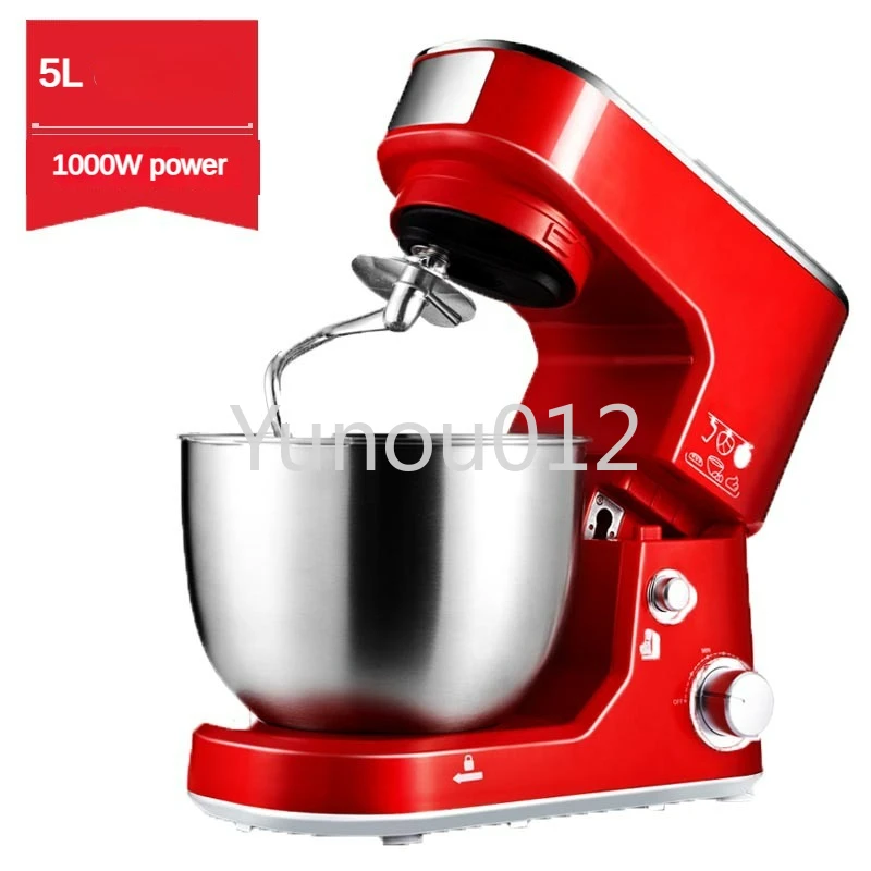 5L Capacity Kitchen Mixer 6 Gears Adjustable Dough Kneading Machine 1000W Power Red Pink Desktop Appliances Home