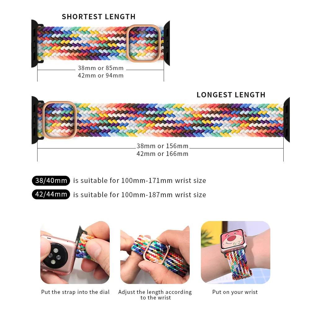 Pride Braided Solo Loop Band For Apple Watch Se Strap 44mm 40mm Elastic Wristband Bracelets on Smartwatch Series 65432 42mm 38mm