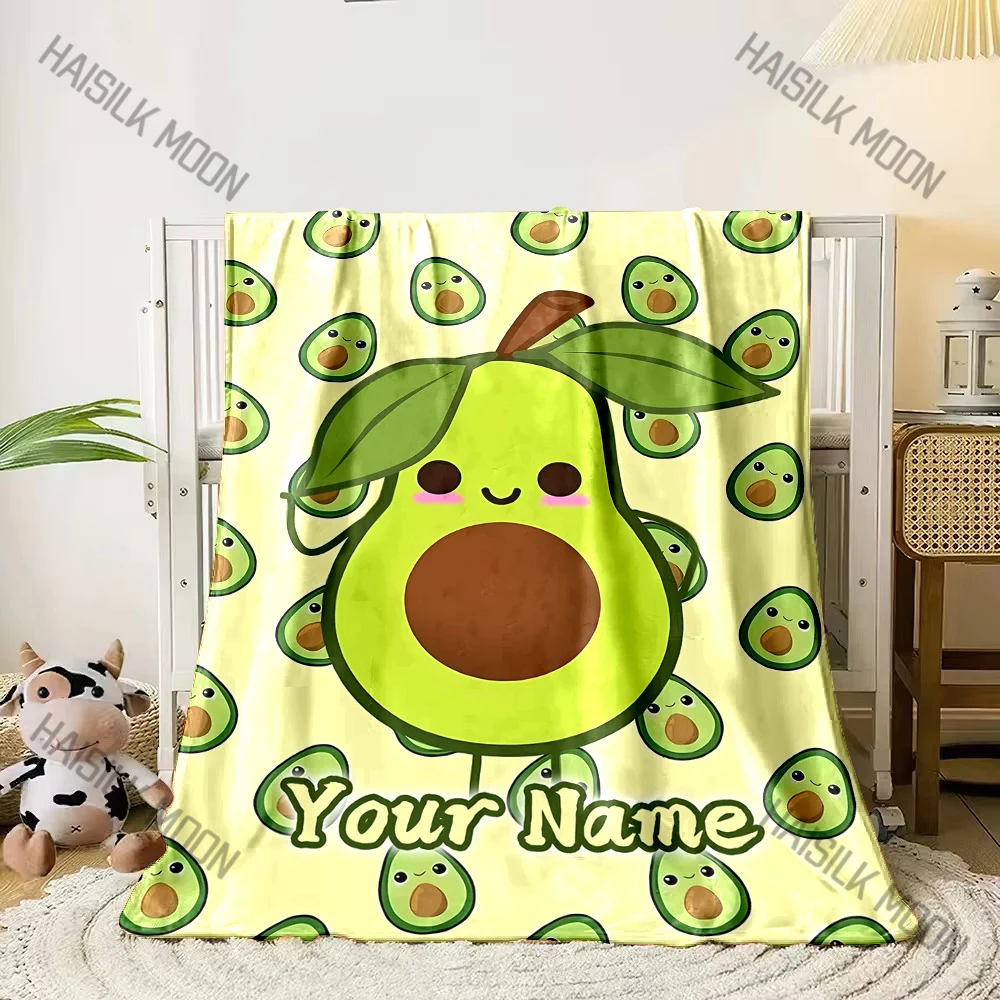 Custom Name Personalized Blanket Love Avocado Print Adult Children Warm Blankets and Comfortable Blanket Holiday Girl Gifts #1